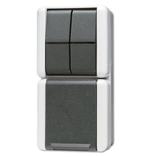 Комбинация - розетка и сдвоенный выключатель; для накладного монтажа IP44  875W  Jung