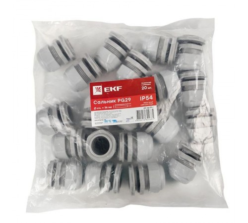 Сальник PG29 IP54 (20 шт) d отв. 36 мм / d провод. 18-25 мм PROxima  plc-pg-29-r  EKF
