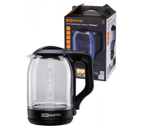 Электрический чайник "Нептун", стекло, 1,8 л, 1800 Вт, черный,  SQ4001-0001  TDM