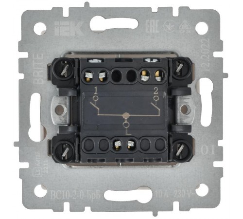 BRITE Выключатель 2-клавишный 10А ВС10-2-0-БрБ белый  BR-V20-0-10-K01-PRO  IEK