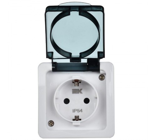 ГЕРМЕС PLUS дымчатый Розетка 1-местная О/У с/з с крышкой РСб20-3-ГПБд IP54  ERMP12-K03-16-54-EC  IEK