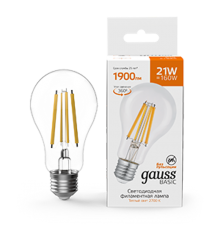 Лампа светодиодная   Basic Filament А70 21W 1900lm 2700К Е27 LED 1/10/40  40712112  Gauss