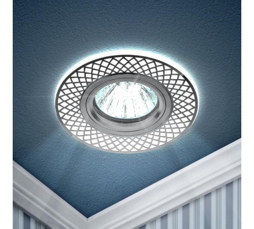 Светильник точечный декоративный DK LD42 WH/CH /1 cо светодиодной подсветкой MR16, белый/хром (50/1500)  Б0048938  ЭРА