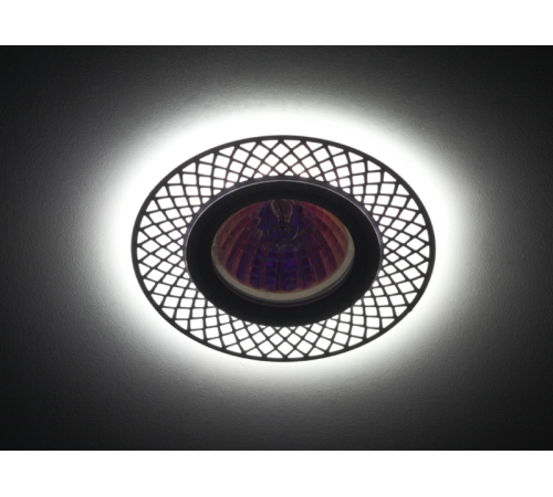 Светильник точечный декоративный DK LD42 WH/CH /1 cо светодиодной подсветкой MR16, белый/хром (50/1500)  Б0048938  ЭРА