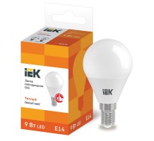 Лампа светодиодная LED 9Вт 230В 3000К E14 шар  LLE-G45-9-230-30-E14  IEK