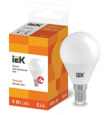 Лампа светодиодная LED 9Вт 230В 3000К E14 шар  LLE-G45-9-230-30-E14  IEK