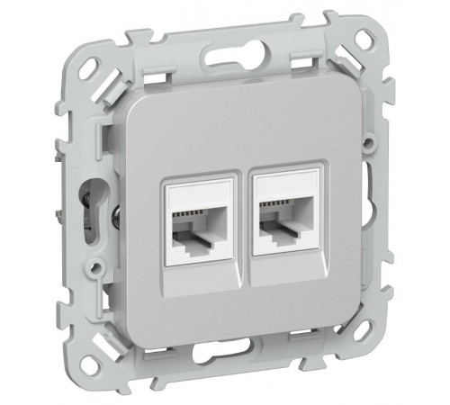 FLITE Розетка 2-ая компьютерная RJ45 кат.5Е UTP РК5е-2-0-ФлА алюминий  FI-K22-1-K47  IEK