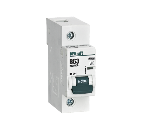 Автоматический выключатель 1Р 63А х-ка B ВА-201 10кА  13033DEK  DEKraft