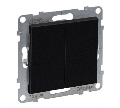 SUNO Выключатель двухклавишный 10А 250В. Безвинтовые зажимы. Цвет "Антрацит"  721405  Legrand