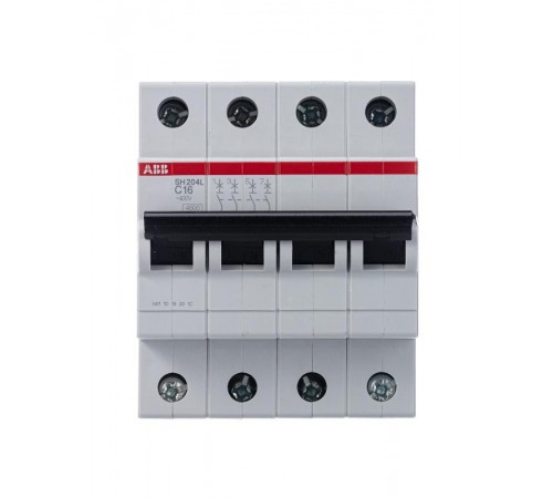 Выключатель автоматический четырехполюсный SH204L 16А C 4,5кА (SH204L C16)  2CDS244001R0164  ABB