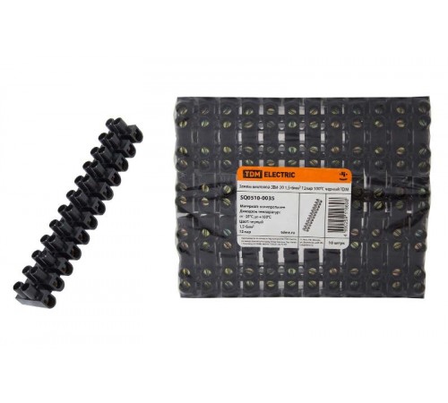 Зажим винтовой ЗВИ-20 полипропилен 1,5-6мм2 12пар 100°С черный   SQ0510-0035  TDM