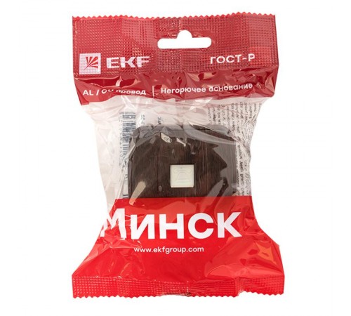 Розетка Phone 1-местная ОП Минск тёмное дерево EKF  EGT01-034-40  EKF