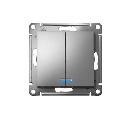 AtlasDesign Сталь Выключатель 2-клавишный с подсветкой, сх.5а, 10АХ, механизм  ATN000953  SE