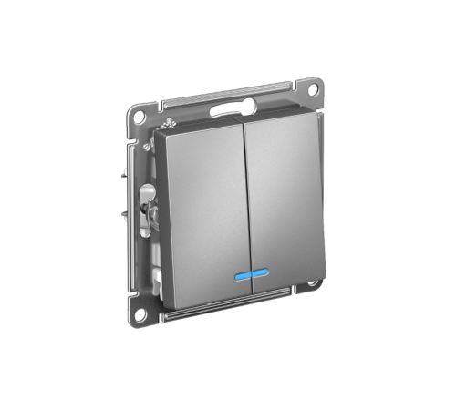 AtlasDesign Сталь Выключатель 2-клавишный с подсветкой, сх.5а, 10АХ, механизм  ATN000953  SE