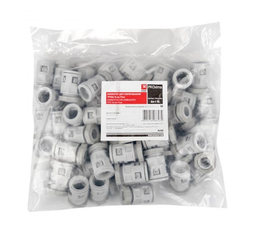 Коннектор для гофрированной трубы (16мм.) (50шт.) Plast EKFPROxima  kn-t-16  EKF