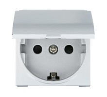 Розетка с з/к, шторками и крышкой (серебристый металлик) LK45  851503  Ecoplast