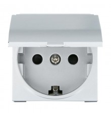 Розетка с з/к, шторками и крышкой (серебристый металлик) LK45  851503  Ecoplast