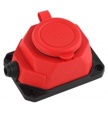 K-1e-RED-IP44 ЭРА Колодка каучуковая с/з 1гн 16A IP44 красная  Б0044550  ЭРА