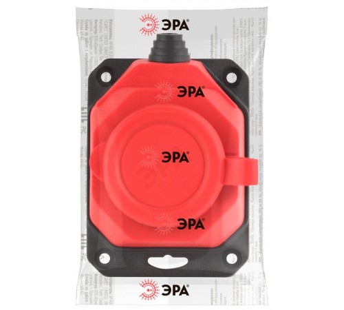 K-1e-RED-IP44 ЭРА Колодка каучуковая с/з 1гн 16A IP44 красная  Б0044550  ЭРА