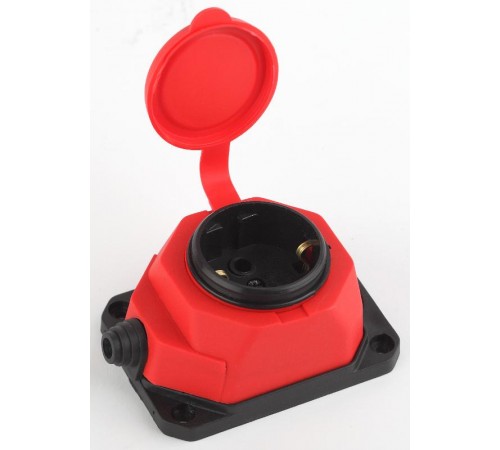 K-1e-RED-IP44 ЭРА Колодка каучуковая с/з 1гн 16A IP44 красная  Б0044550  ЭРА