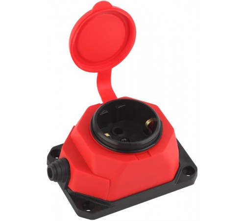 K-1e-RED-IP44 ЭРА Колодка каучуковая с/з 1гн 16A IP44 красная  Б0044550  ЭРА