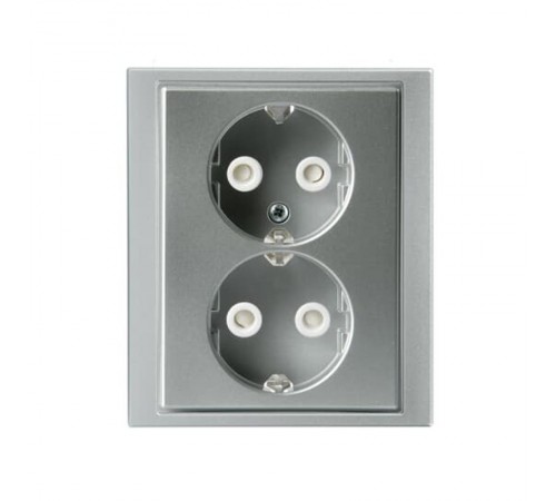 Розетка Double Shuko 16А 230В, c рамкой, Impressivo, алюминий  302EUJ-83   2TKA00000442  ABB