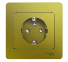 Glossa Фисташковый Розетка с заземлением со шторками (в сборе)  GSL001044  SE