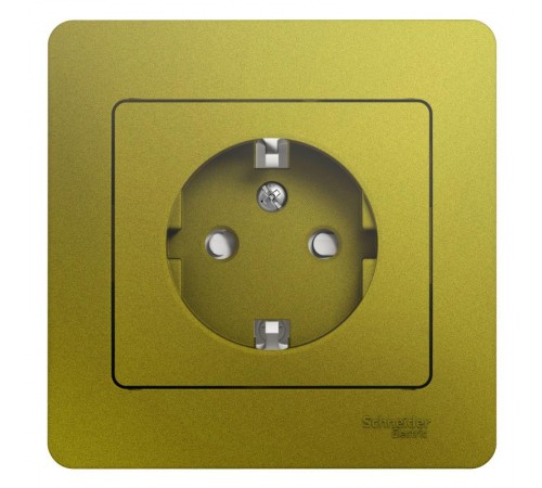 Glossa Фисташковый Розетка с заземлением со шторками (в сборе)  GSL001044  SE