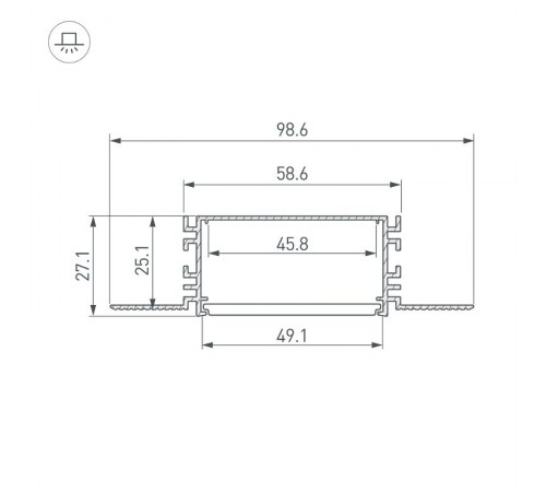 Профиль FANTOM-W49-2000 ANOD (ARL, Алюминий) 046430 Arlight