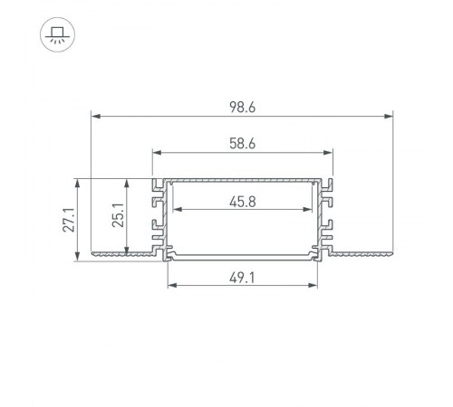 Профиль FANTOM-W49-2000 ANOD (ARL, Алюминий) 046430 Arlight