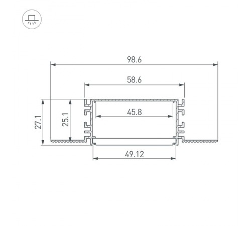 Профиль FANTOM-W49-2000 ANOD (ARL, Алюминий) 046430 Arlight