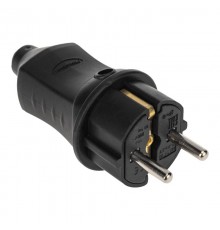 Вилка прямая влагозащищенная 2P+PE 230V, 16 А, IP44 каучук  111-001-4  PROconnect