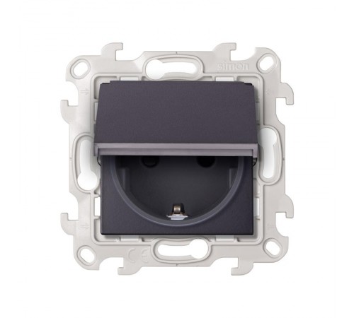 Simon 24 Графит Розетка 2К+З Schuko IP44  2450448-038  Simon