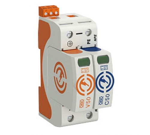 Устройства защиты от импульсных перенапряжений УЗИП для силовых сетей 1+NPE (Класс I+II), 320В (V50-1+NPE+FS-320)  5093560  OBO Bettermann
