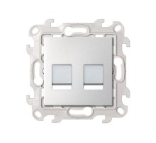 Розетка для передачи данных 2xRJ45 Cat.6 UTP цвета алюминий S24 Harmonie  2410600-033  Simon