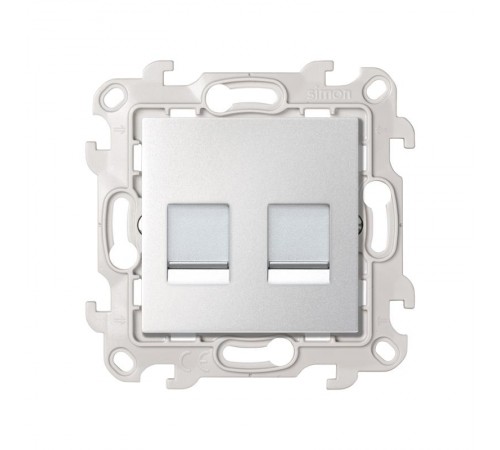 Розетка для передачи данных 2xRJ45 Cat.6 UTP цвета алюминий S24 Harmonie  2410600-033  Simon