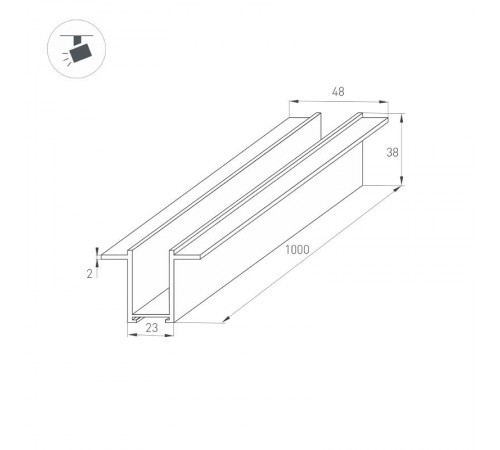 Трек встраиваемый MAG-TRACK-2538-F-1000 (BK) (arlight, IP20 Металл, 3 года)  034225  Arlight