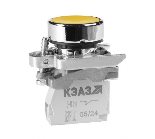 Кнопка КМЕ4111мС-желтый-1но+1нз-цилиндр-IP40  354441  КЭАЗ