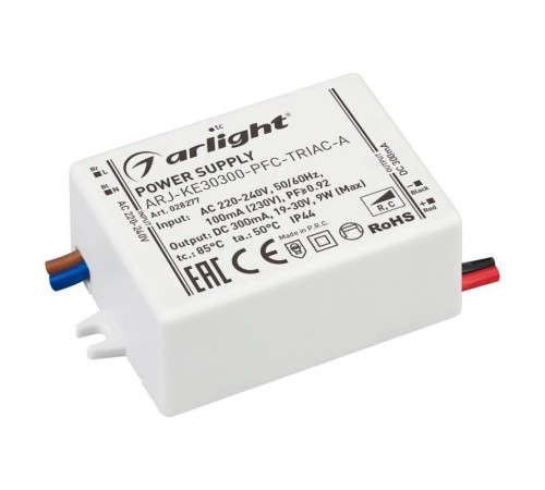 Блок питания ARJ-KE30300-PFC-TRIAC-A (9W, 300mA) (Arlight, IP44 Пластик, 5 лет)  028277  Arlight