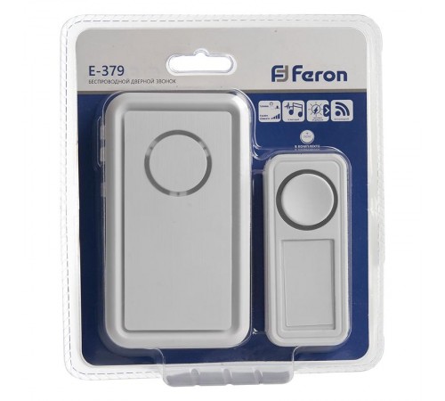 Звонок электрический дверной, (18 мелодий), белый, E-379  41435  FERON