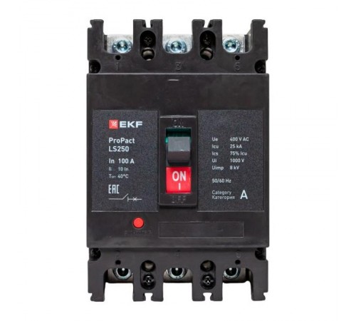 Выключатель автоматический LS250 25кА 3P 100А ProPact  mccb-250-25-3-100-ls  EKF
