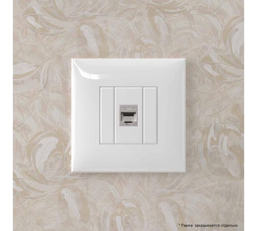 Компьютерная розетка RJ-45 без шторки в стену, кат.6 одинарная экранированная, "Avanti", "Белое облако"  4400793  DKC