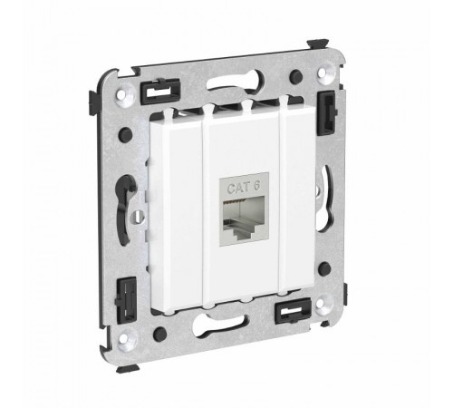 Компьютерная розетка RJ-45 без шторки в стену, кат.6 одинарная экранированная, "Avanti", "Белое облако"  4400793  DKC