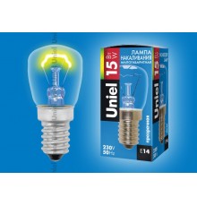 Лампа накаливания IL-F25-CL-15/E14 15 ватт, для холодильников прозрачная на блистере  01854  Uniel