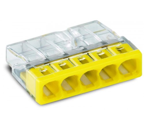 Клемма 5-проводная 0.5-2.5мм2 одножильный желтый (уп/100шт)  2273-205  WAGO