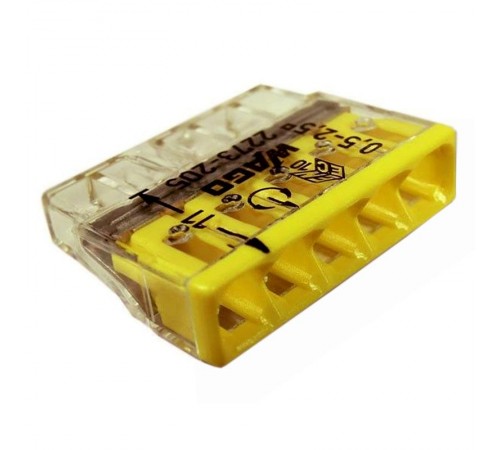 Клемма 5-проводная 0.5-2.5мм2 одножильный желтый (уп/100шт)  2273-205  WAGO