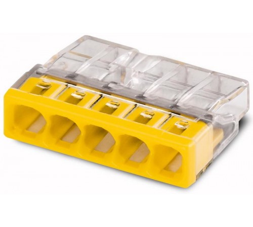 Клемма 5-проводная 0.5-2.5мм2 одножильный желтый (уп/100шт)  2273-205  WAGO