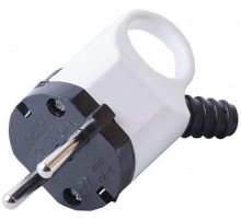 PPG16-40-202 Вилка угловая с ушком с/з, 250В,16A, белый  32849  STEKKER