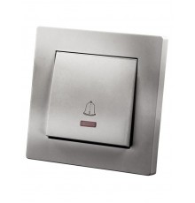 Кнопка звонка с подсветкой 6А серебр. металлик "Сенеж"   SQ1816-0221  TDM