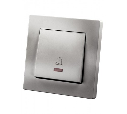 Кнопка звонка с подсветкой 6А серебр. металлик "Сенеж"   SQ1816-0221  TDM